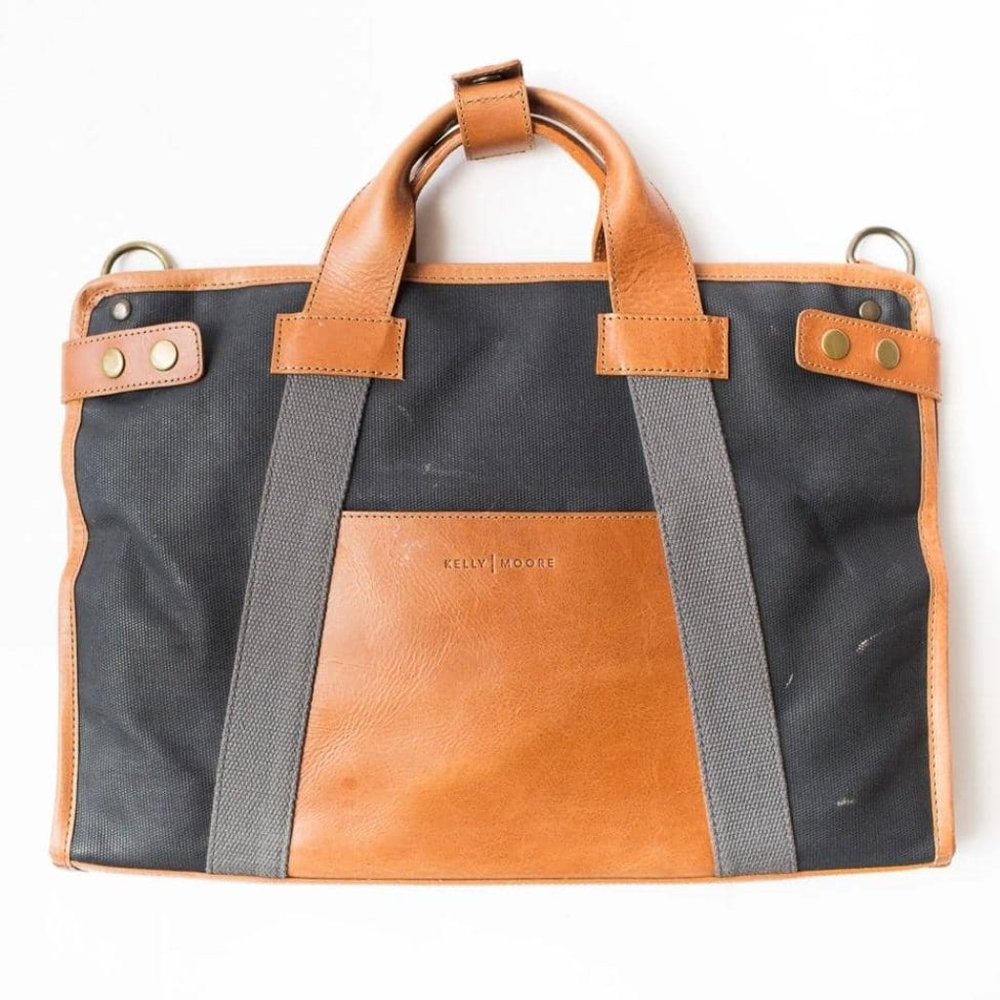 Kelly Moore Bag—Full-Grain Leather and Waxed Canvas Laptop Organizer